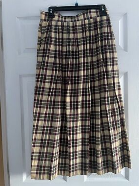 Vintage Alcott & Andrews Plaid Pleated Long Skirt Size 12